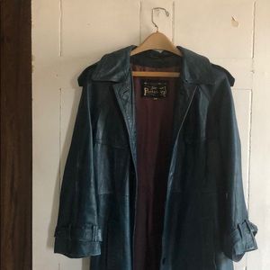 Vintage the tannery blue leather long coat